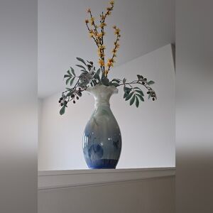 Elegant Blue and White Vase with Floral Design